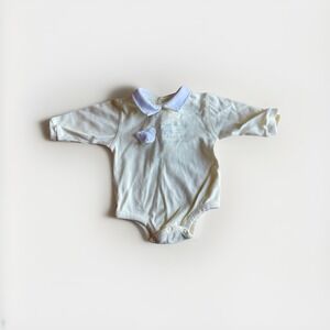 VTG Baby Romper Yellow Collared Bear Sweet Saying Soft Cuddly Infant